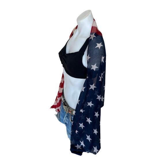 American Flag Kimono Shrug Unique Handmade One Size Boho Festival USA Patriotic - Picture 2 of 5